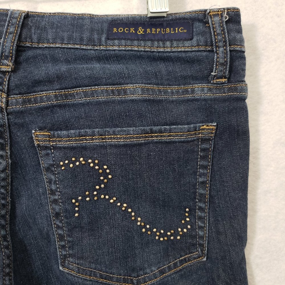 Rock & Republic Berlin Womens Jeans Dark Wash Blue Size 10 Stretch - Picture 8 of 9